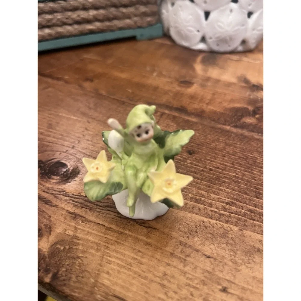 Napcoware Bone China Flower Pixie of the Month March Figurine Vintage Miniature